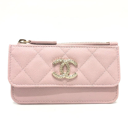 CHANEL Coin case Caviar skin pink Matrasse COCO Mark Women