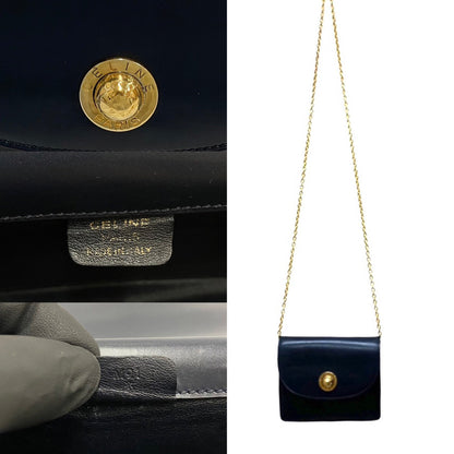 CELINE Shoulder Bag Calfskin, Leather Navy Star Ball Metal Women