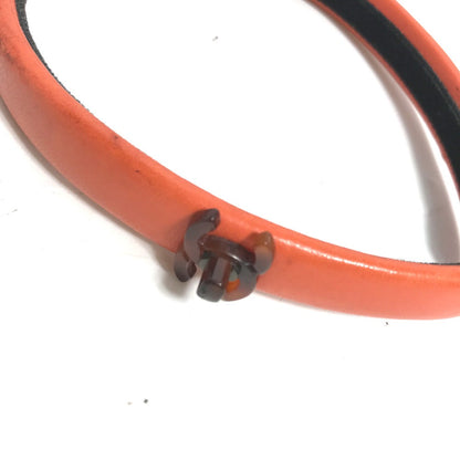CHANEL hair accessory leather Orange Headband Hairband CC COCO Mark Women