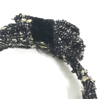 CHANEL hair accessory tweed black Ribbon Ribon Women