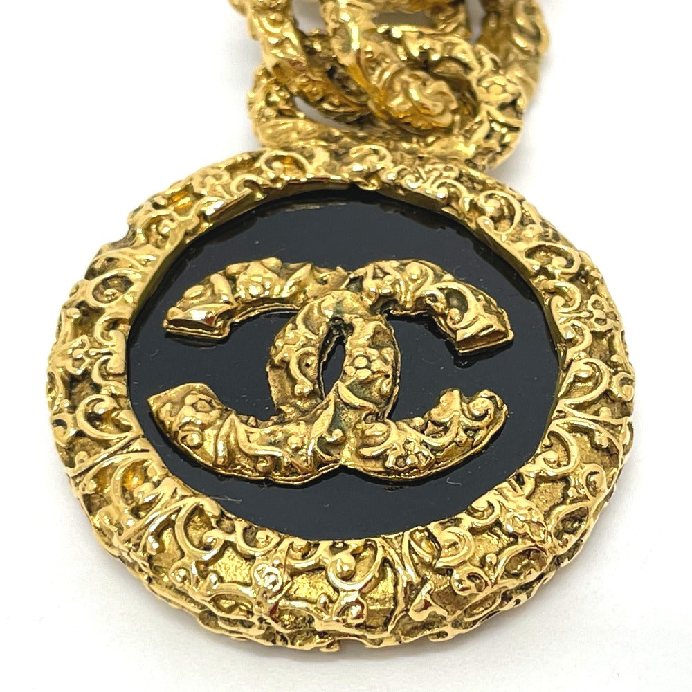 CHANEL Key ring brass Gold x Black COCO Mark vintage Women