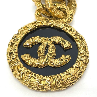 CHANEL Key ring brass Gold x Black COCO Mark vintage Women