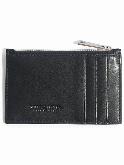 Luxury Bottega Veneta Leather Card Wallet Black