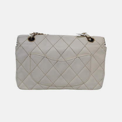 Chanel Classic Flap Medium Happy Stitch White Leather with Contrast Black Trim, 2003-04