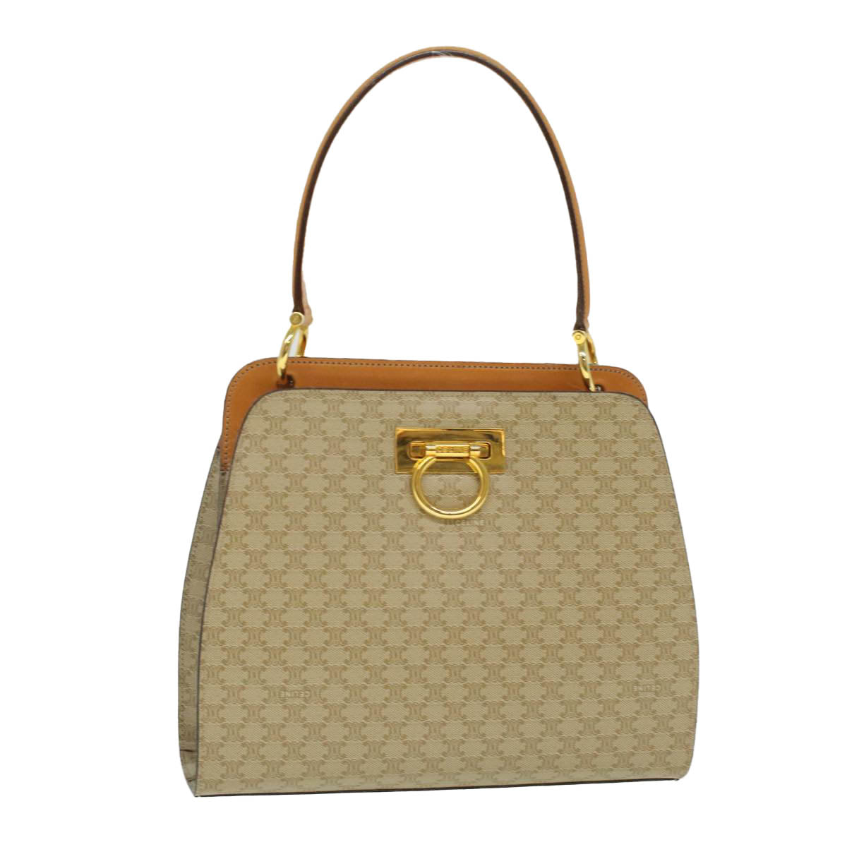 Luxury CELINE Macadam Canvas Hand Bag Beige  36663
