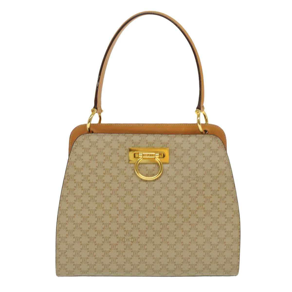 Luxury CELINE Macadam Canvas Hand Bag Beige  36663