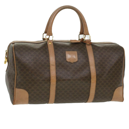 Luxury CELINE Macadam Canvas Boston Bag PVC Leather Brown  36671