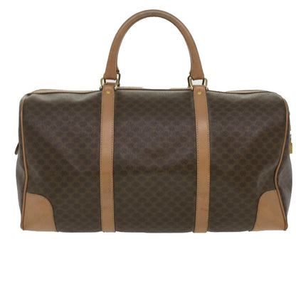 Luxury CELINE Macadam Canvas Boston Bag PVC Leather Brown  36671
