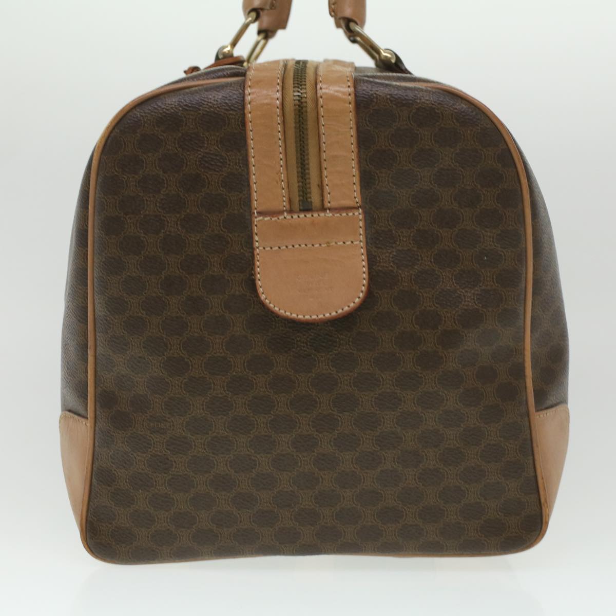 Luxury CELINE Macadam Canvas Boston Bag PVC Leather Brown  36671