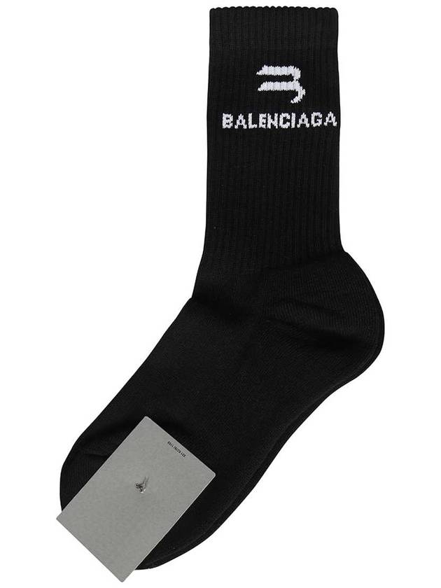 Luxury Balenciaga Trending 2025 Logo Ribbed Cotton Socks Black