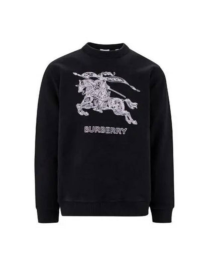 Luxury Burberry Embroidered EKD Logo Sweatshirt Black