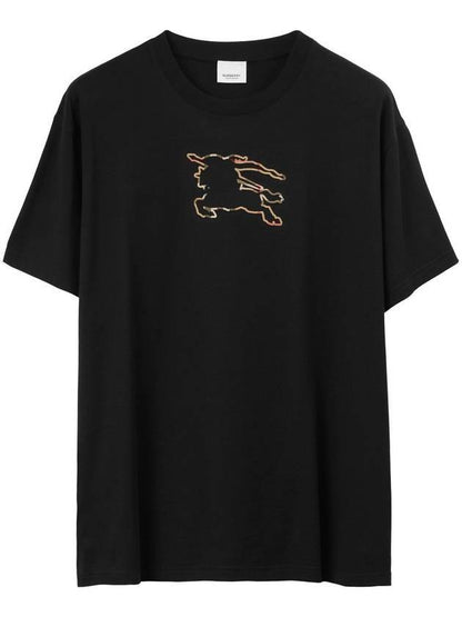 Luxury Burberry Equestrian Night Print Short Sleeve T-Shirt Black