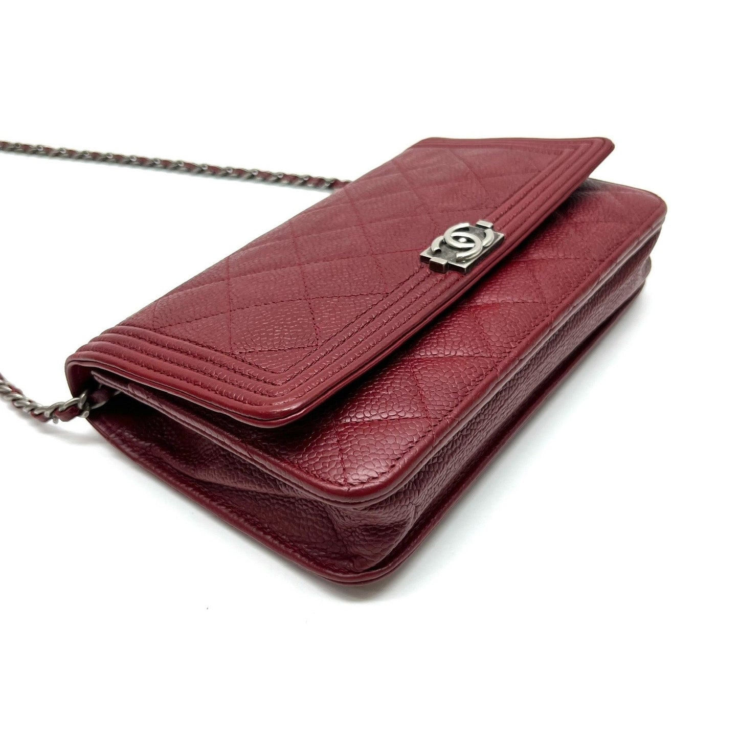 Chanel Wallet on Chain Boy Half Flap Red Caviar Leather
