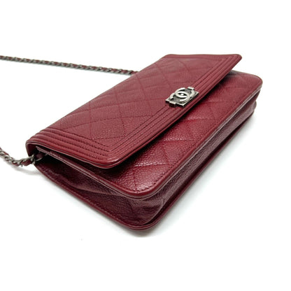 Chanel Wallet on Chain Boy Half Flap Red Caviar Leather
