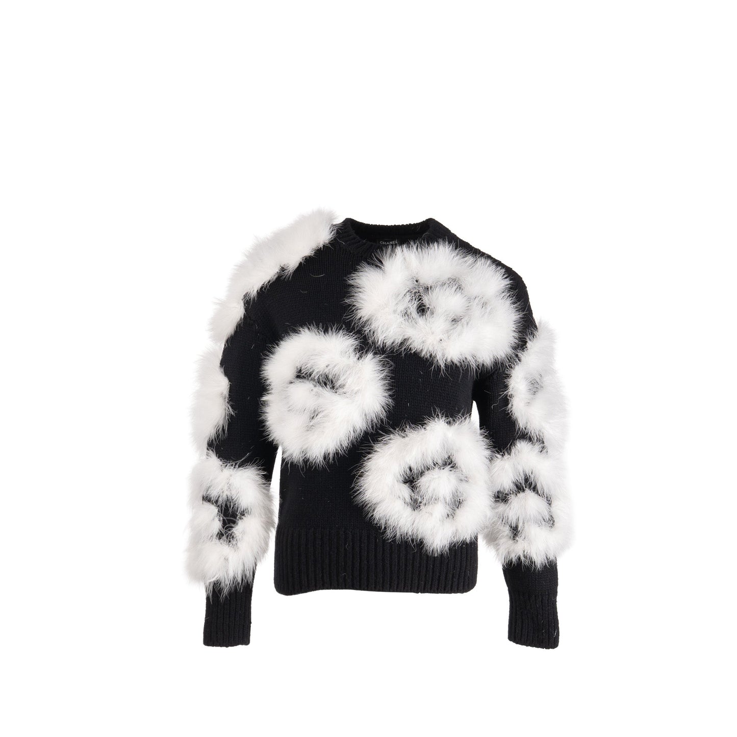 Chanel Size 36 23K pullover cashmere black / white