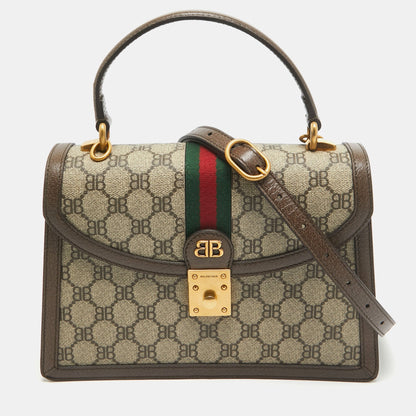 Luxury Balenciaga Trending 2025 X Gucci Brown/beige Coated Canvas And Leather The Hacker Project Bag..