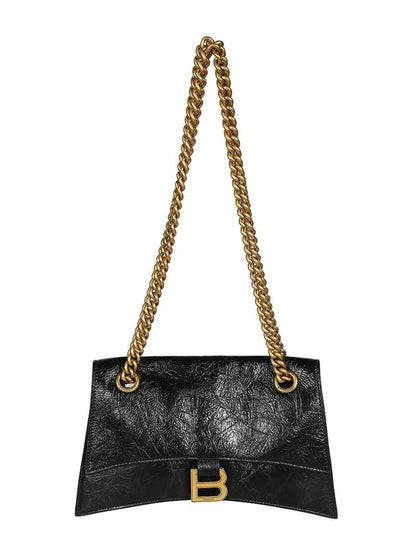 Luxury Balenciaga Trending 2025 Crush Logo Gold Chain Small Shoulder Bag Black