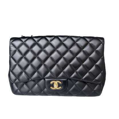 Chanel Timeless/ Classic Flap Jumbo/Large Black with Gold Hardware