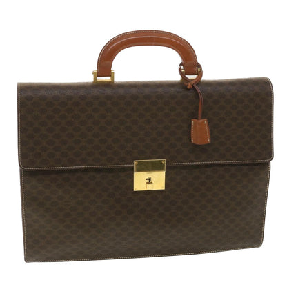 Luxury CELINE Macadam Canvas Hand Bag PVC Leather Brown  37308