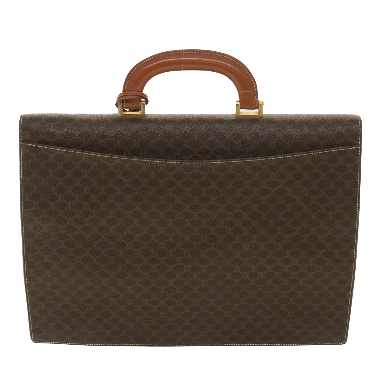 Luxury CELINE Macadam Canvas Hand Bag PVC Leather Brown  37308