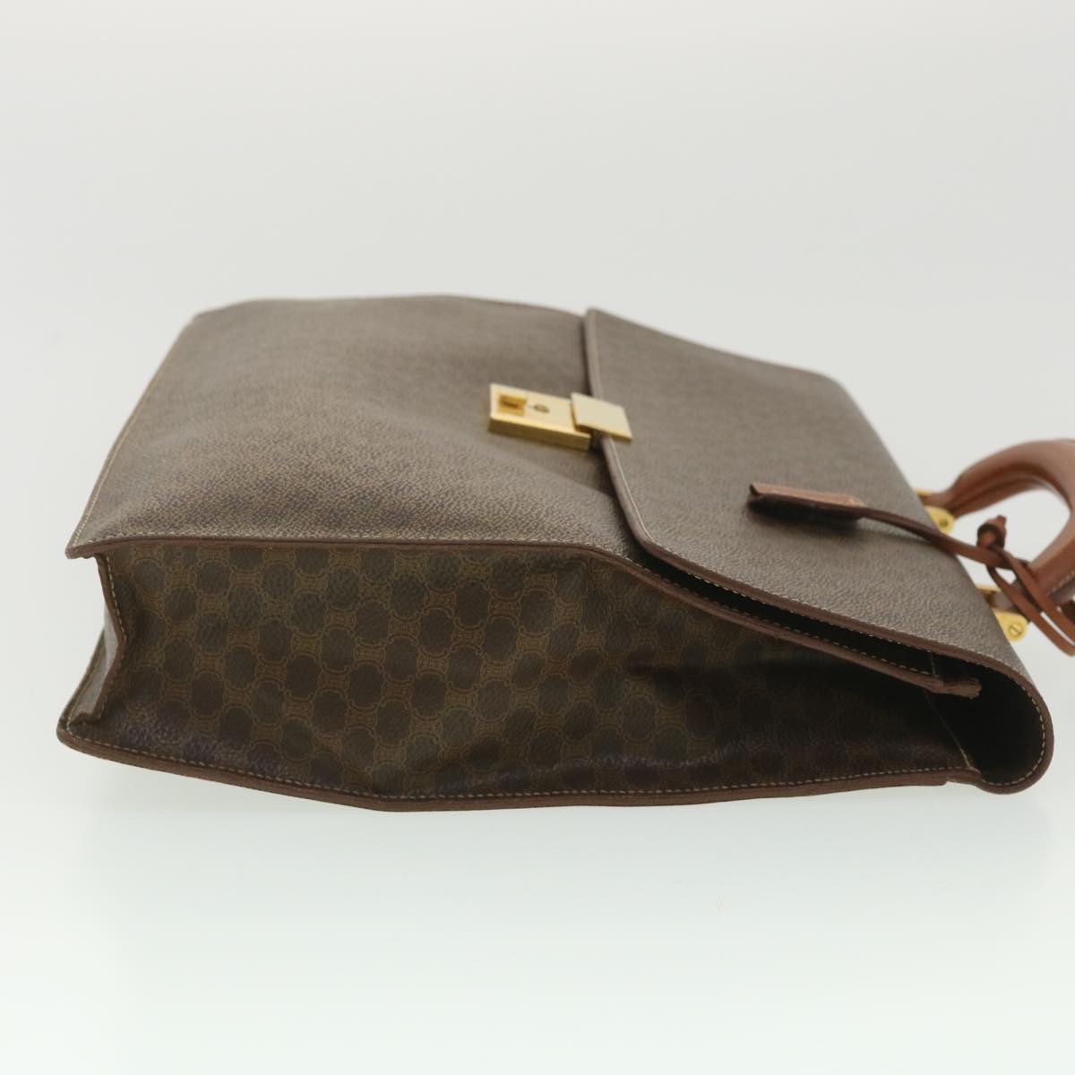 Luxury CELINE Macadam Canvas Hand Bag PVC Leather Brown  37308