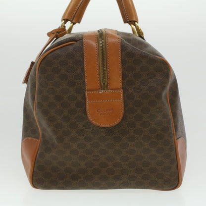 Luxury CELINE Macadam Canvas Boston Bag PVC Leather Brown  37395
