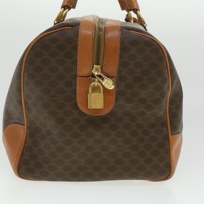 Luxury CELINE Macadam Canvas Boston Bag PVC Leather Brown  37395