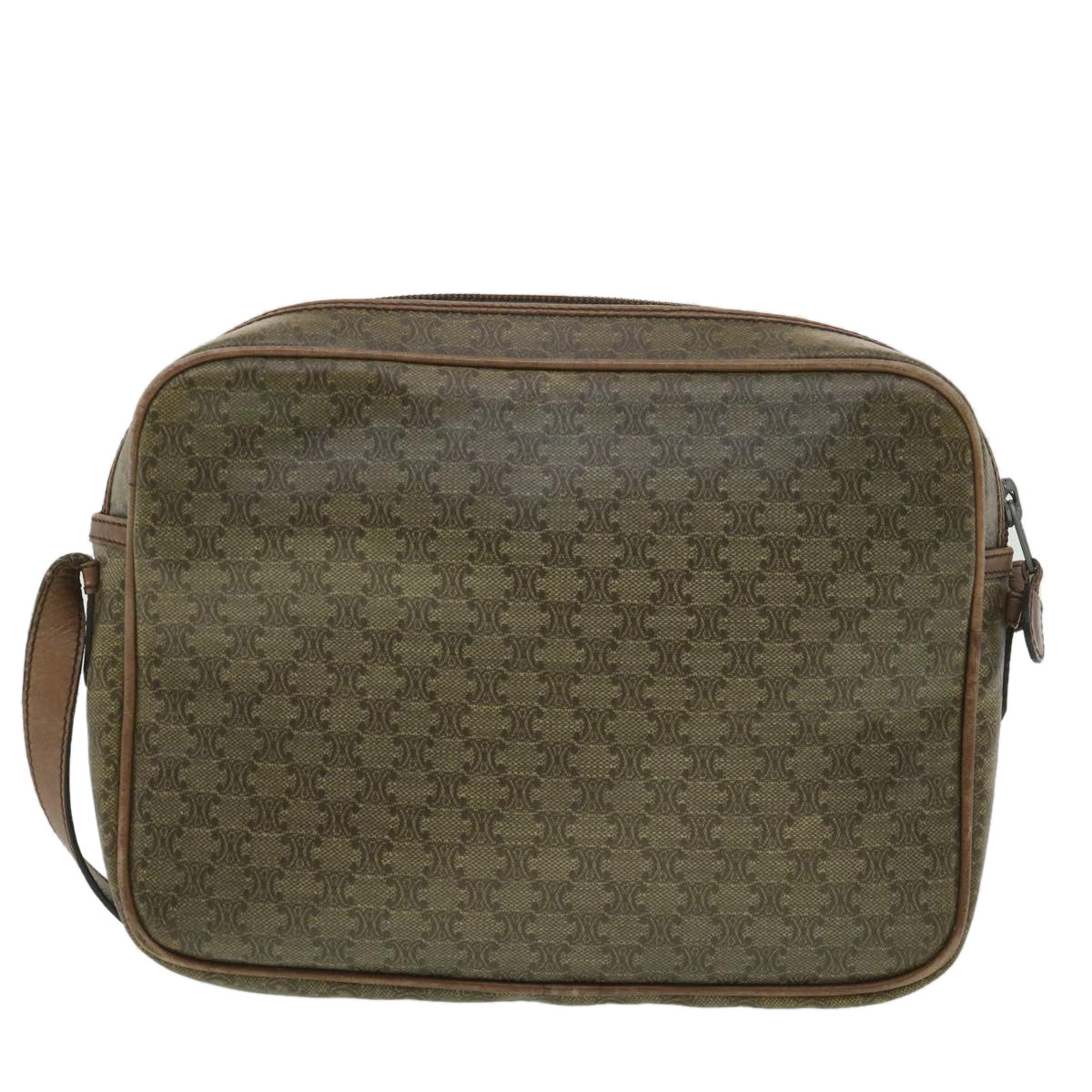 Luxury CELINE Macadam Canvas Shoulder Bag PVC Leather Beige  37414