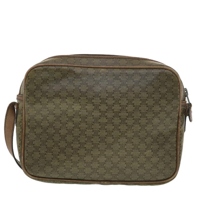 Luxury CELINE Macadam Canvas Shoulder Bag PVC Leather Beige  37414