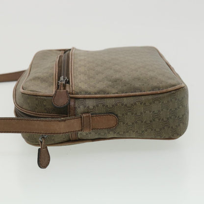 Luxury CELINE Macadam Canvas Shoulder Bag PVC Leather Beige  37414