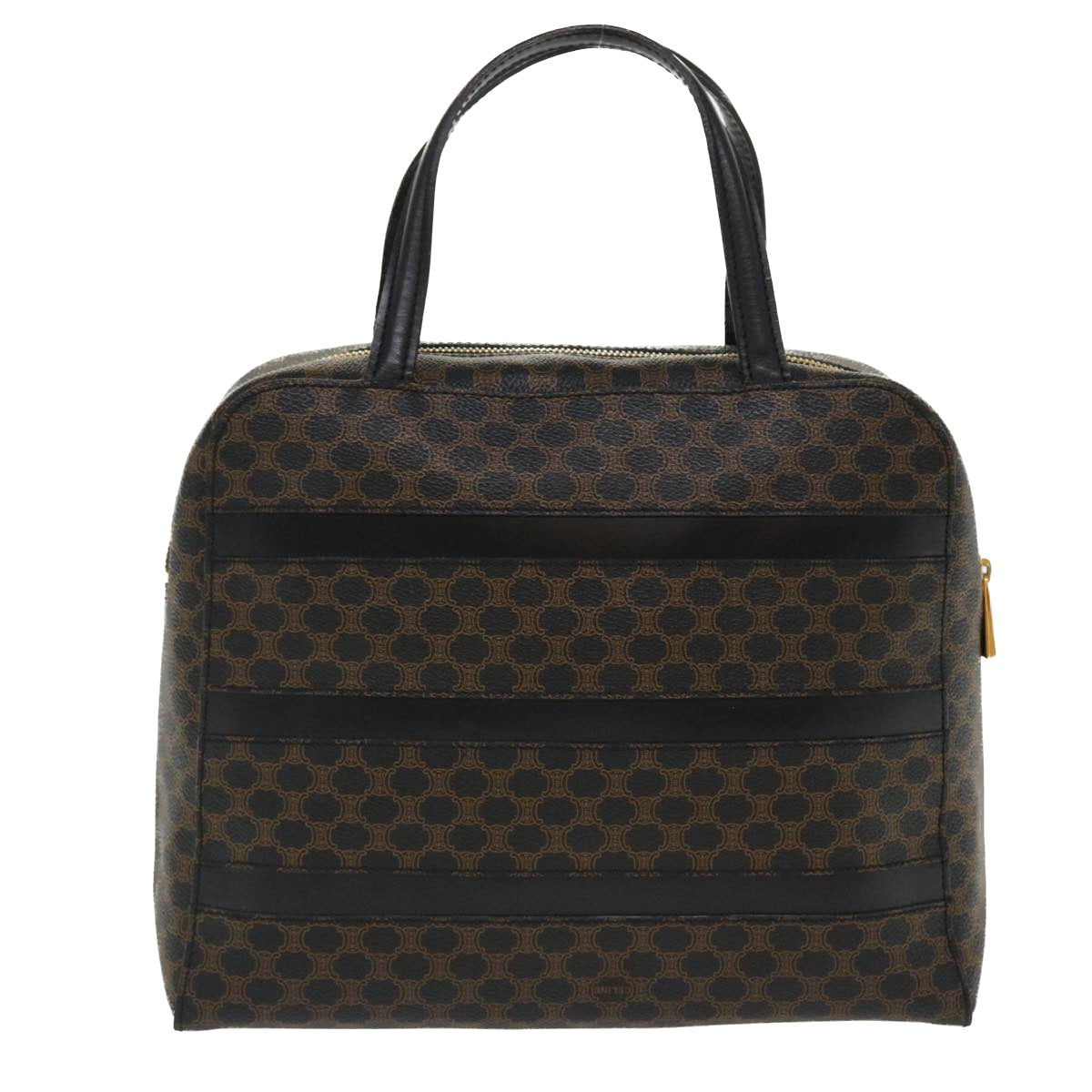 Luxury CELINE Macadam Canvas Hand Bag PVC Leather Black  37689