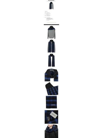 Luxury Balenciaga Trending 2025 Check Embroidery Logo Muffler Blue Black