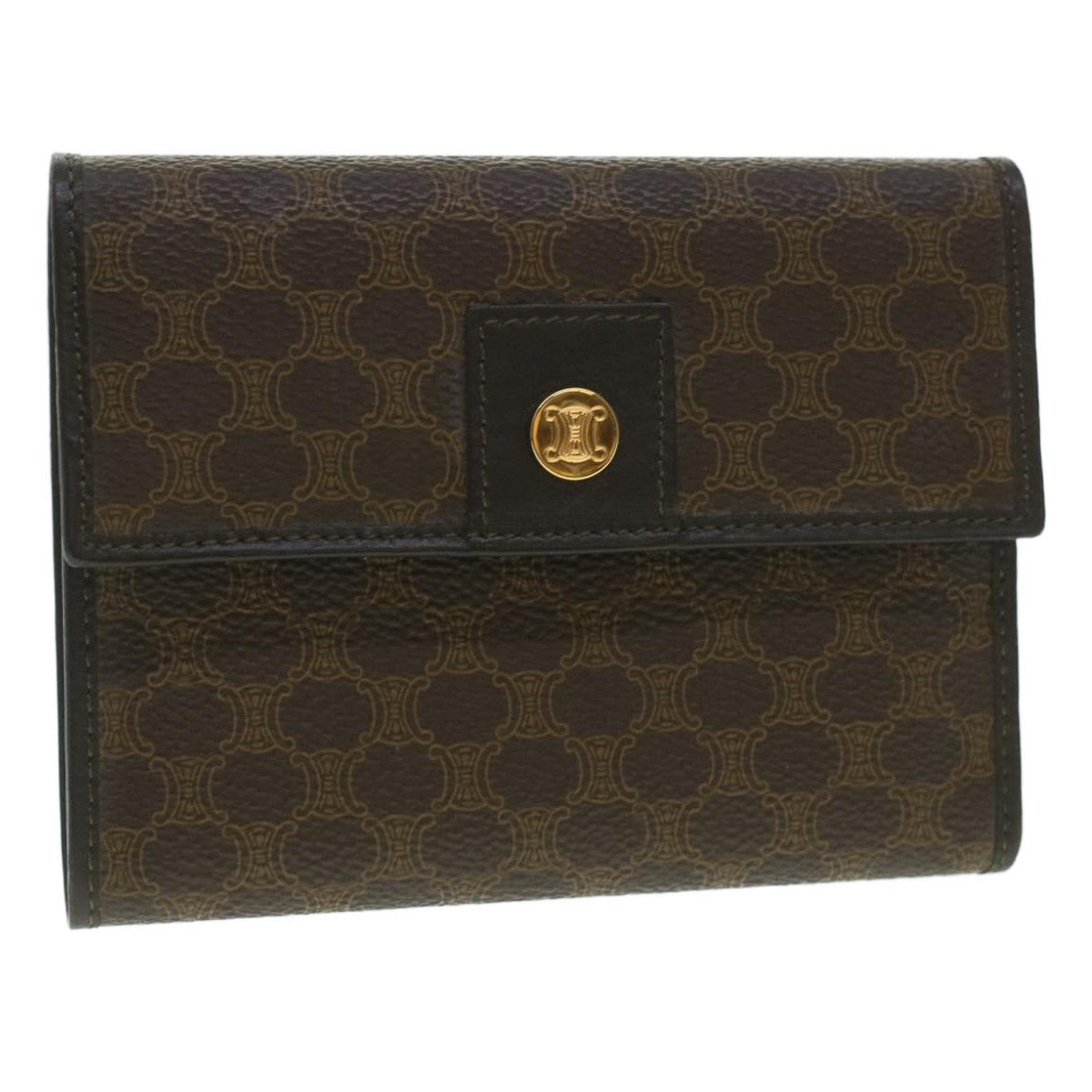 Luxury CELINE Macadam Canvas Wallet PVC Leather Brown  37771