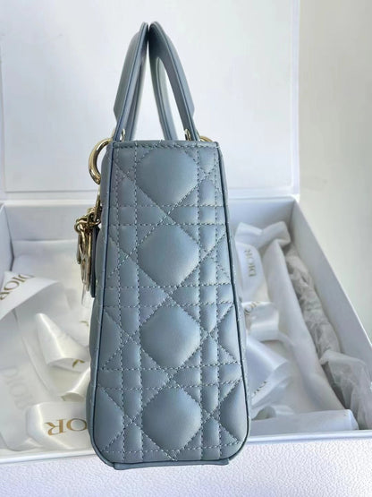 Lady Dior Small My Abcdior Pale Blue Lambskin Cannage Leather