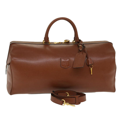 Luxury CELINE Boston Bag Leather 2way Brown  37996
