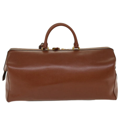 Luxury CELINE Boston Bag Leather 2way Brown  37996