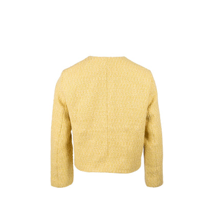 Celine Size 38 boucle chasseur tweed jacket wool/cotton yellow