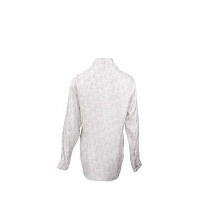 Homme Size 39 Dior Oblique Shirt Silk Light Grey/White