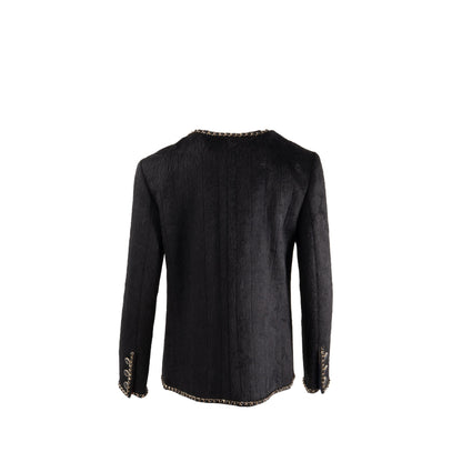 Chanel size 38 19B jacket llama / wool with chain detail black