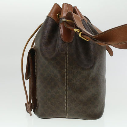 Luxury CELINE Macadam Canvas Shoulder Bag PVC Leather Brown  38054