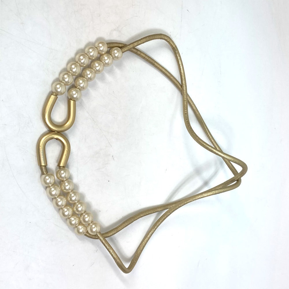 CHANEL belt leather gold 01C Fake pearl Women