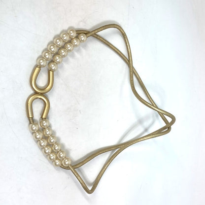 CHANEL belt leather gold 01C Fake pearl Women