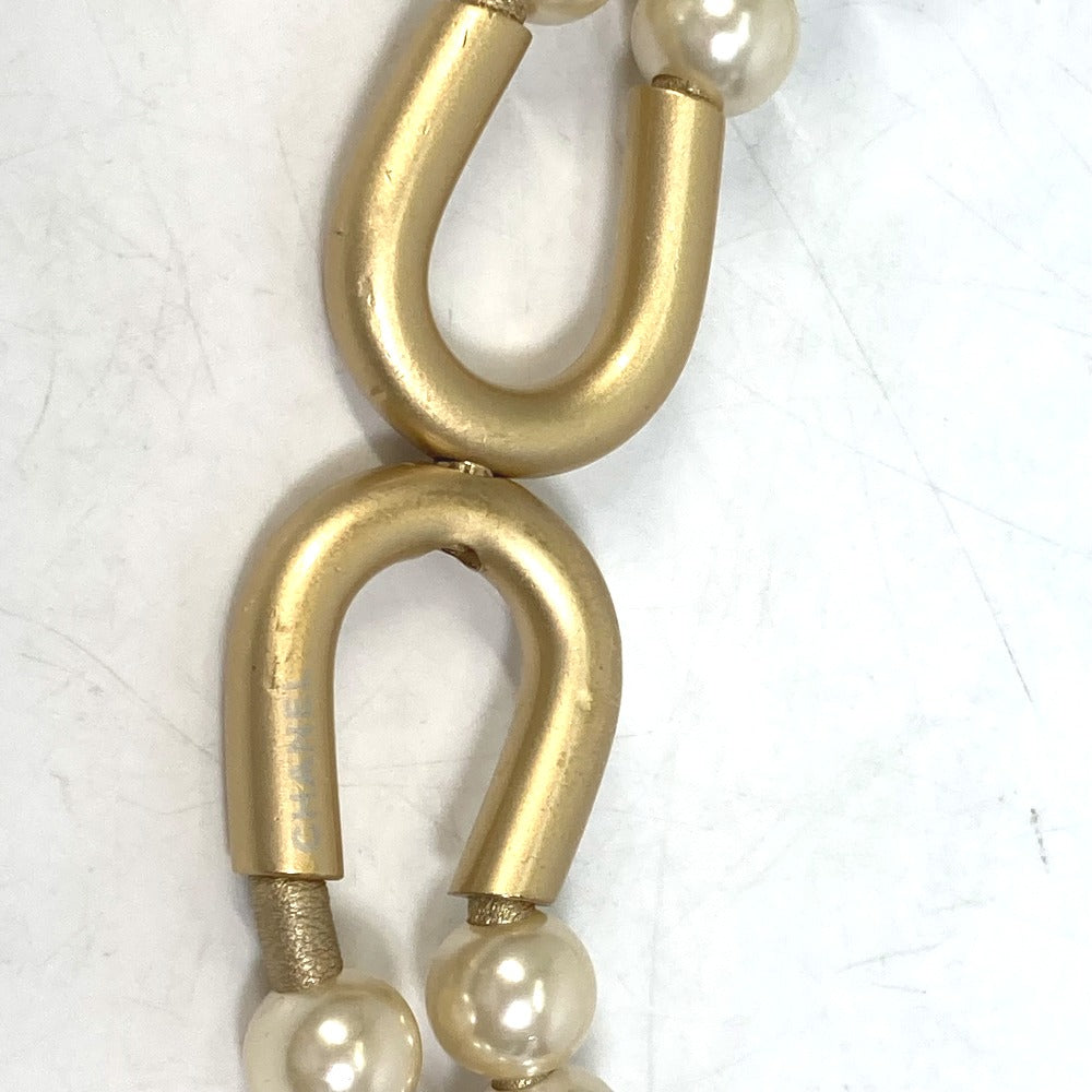 CHANEL belt leather gold 01C Fake pearl Women
