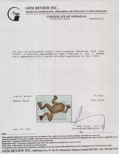 Christian Dior Vintage Frog Brooch
