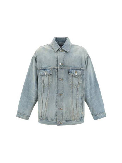 Luxury Balenciaga Trending 2025 Paris Tropical Denim Jacket Blue