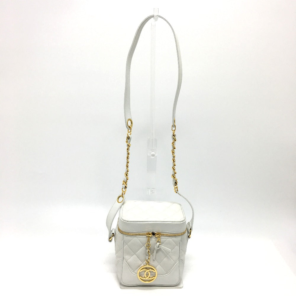 CHANEL Shoulder Bag lambskin white CC COCO Mark Matrasse