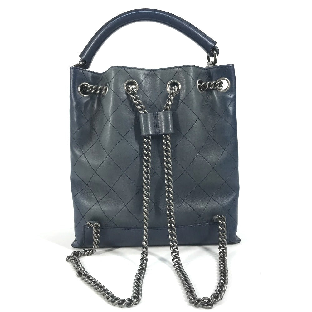 CHANEL Shoulder Bag leather blue Shoulder Matelasse CC COCO Mark Chain