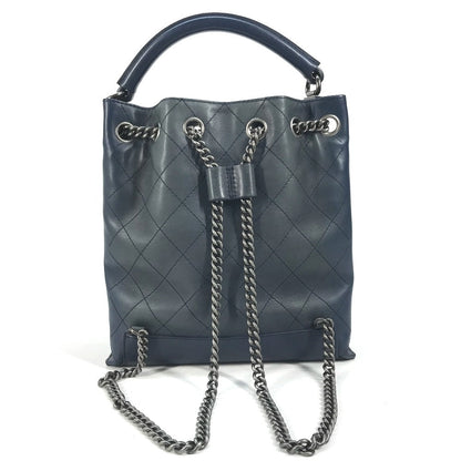 CHANEL Shoulder Bag leather blue Shoulder Matelasse CC COCO Mark Chain