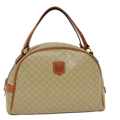 Luxury CELINE Macadam Canvas Hand Bag PVC Leather Beige  38694