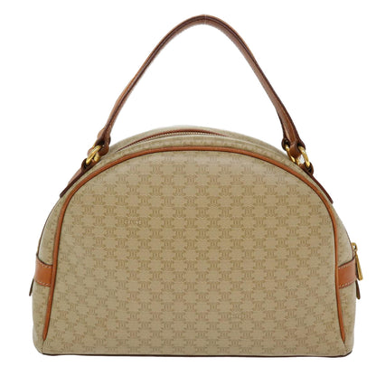Luxury CELINE Macadam Canvas Hand Bag PVC Leather Beige  38694